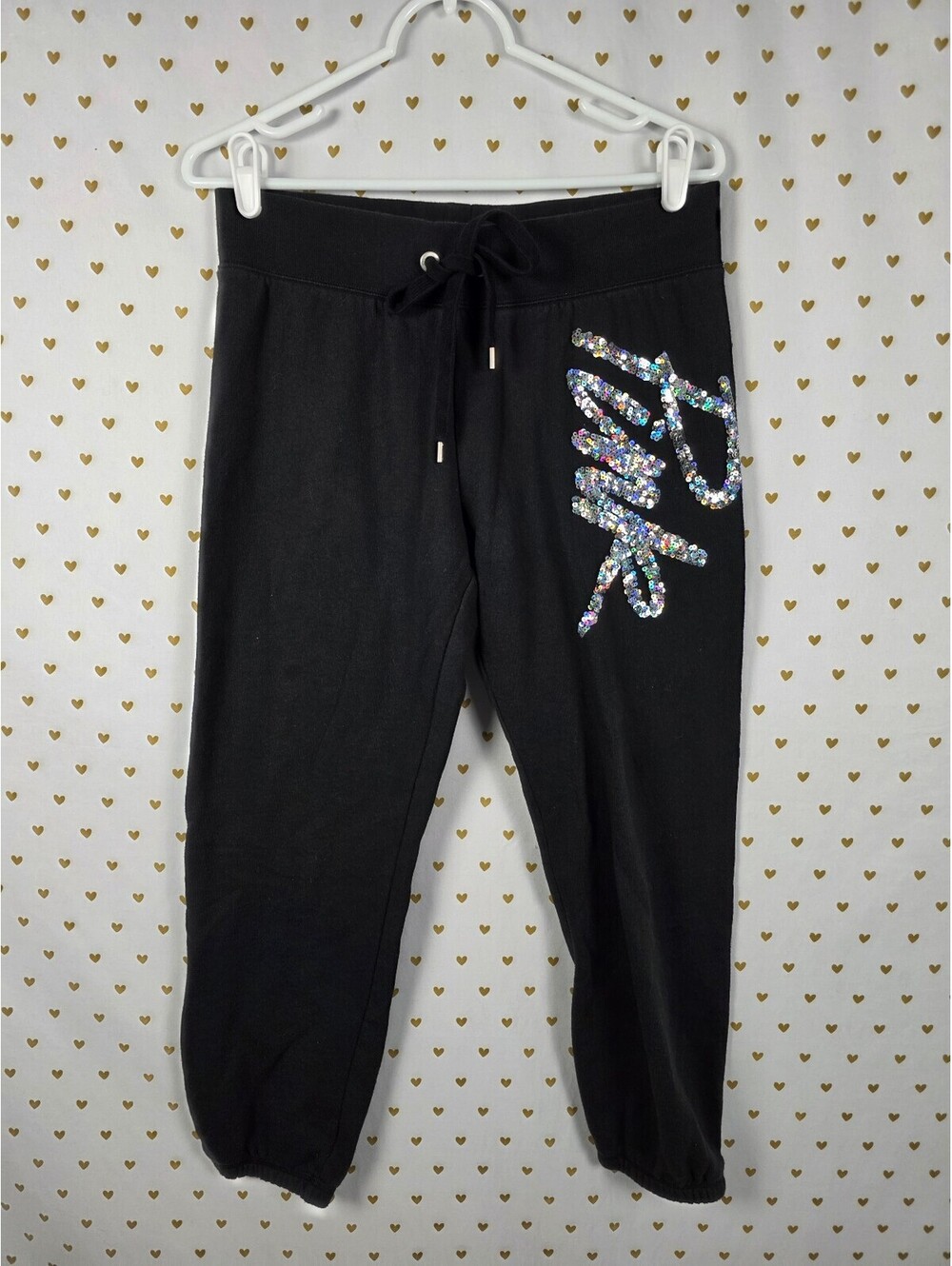 Victorias Secret PINK Silver Sequined Bling Sweats Sweatpants Small